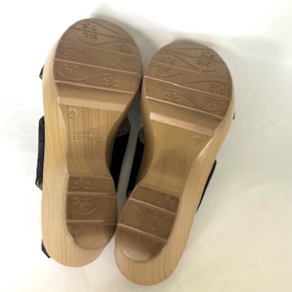 Dansko Jacinda Platform Black Perforated Nubuck Slingback Sandal 38 - Picture 8 of 8